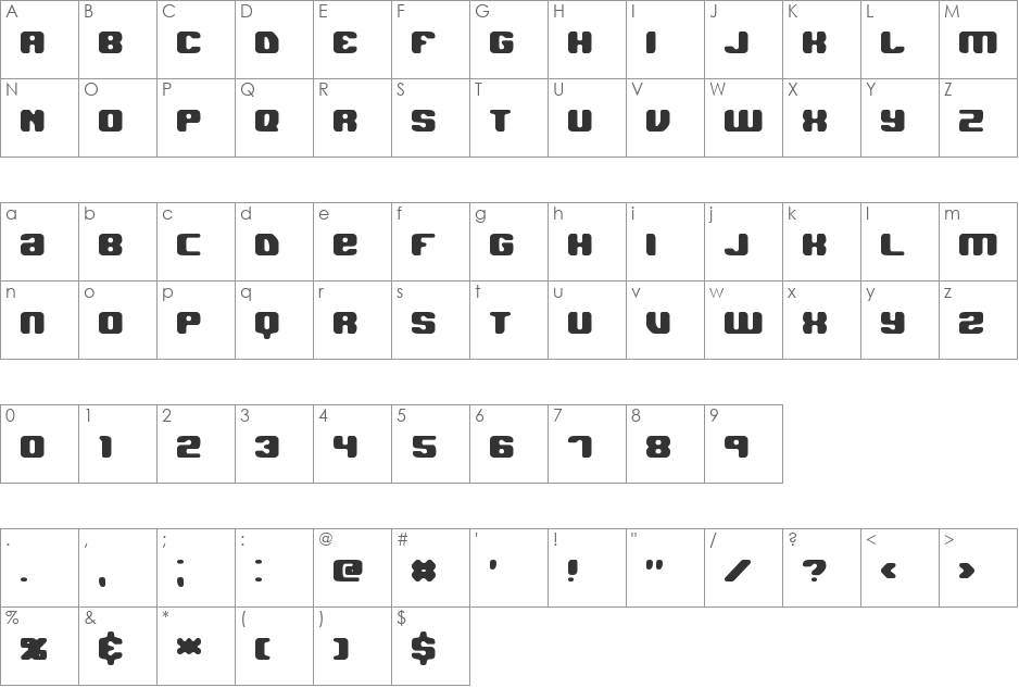 Jawbreaker Hard BRK font character map preview