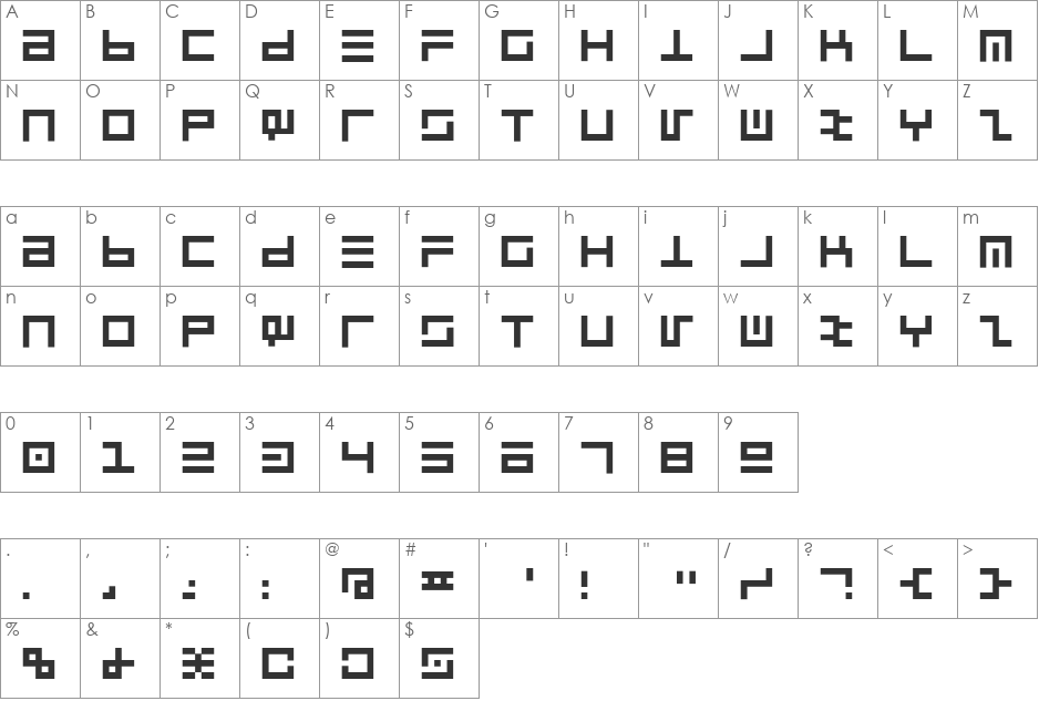 Jaycox font character map preview