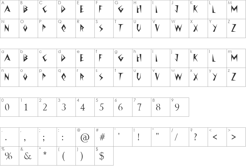 Jazzy Caveman font character map preview