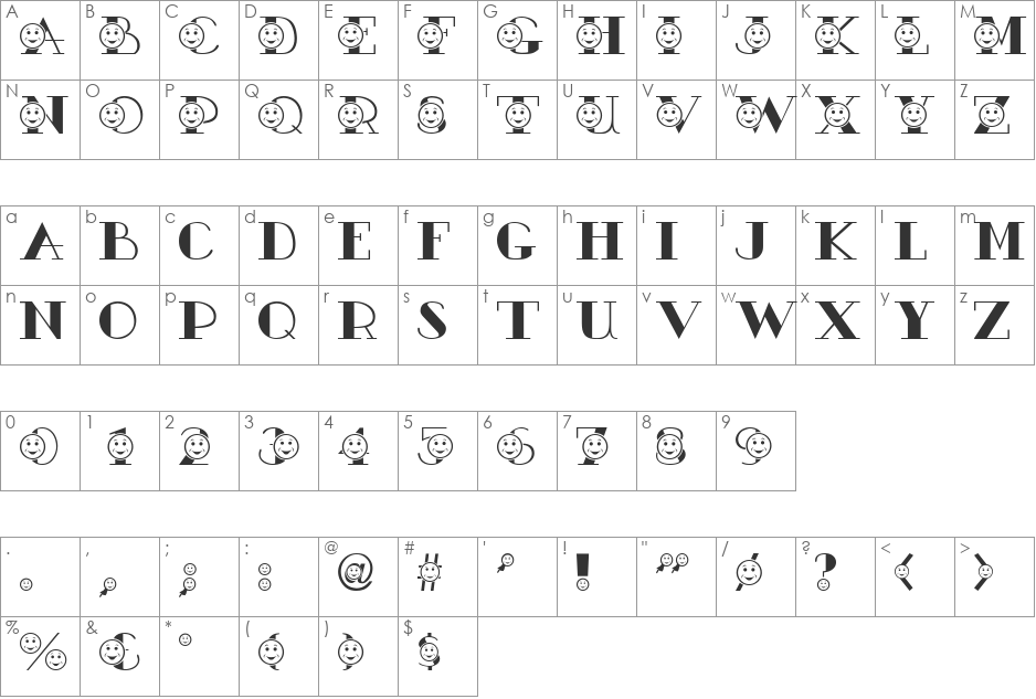 AC4-SmileyFace font character map preview
