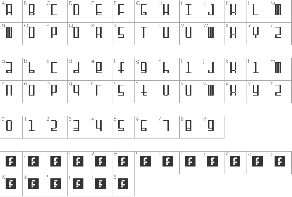 JC-Boxed font character map preview