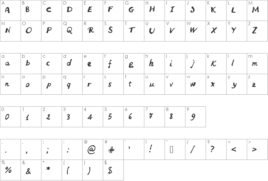 JDBrush font character map preview