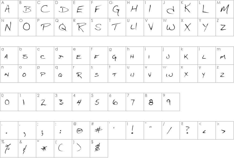 Jdrfont font character map preview