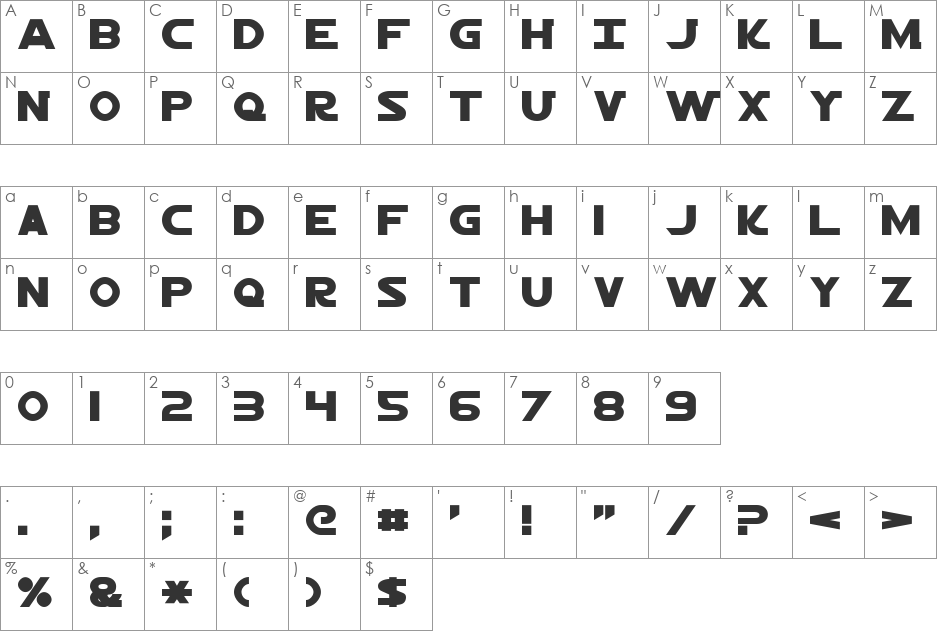 Jedi Solid font character map preview