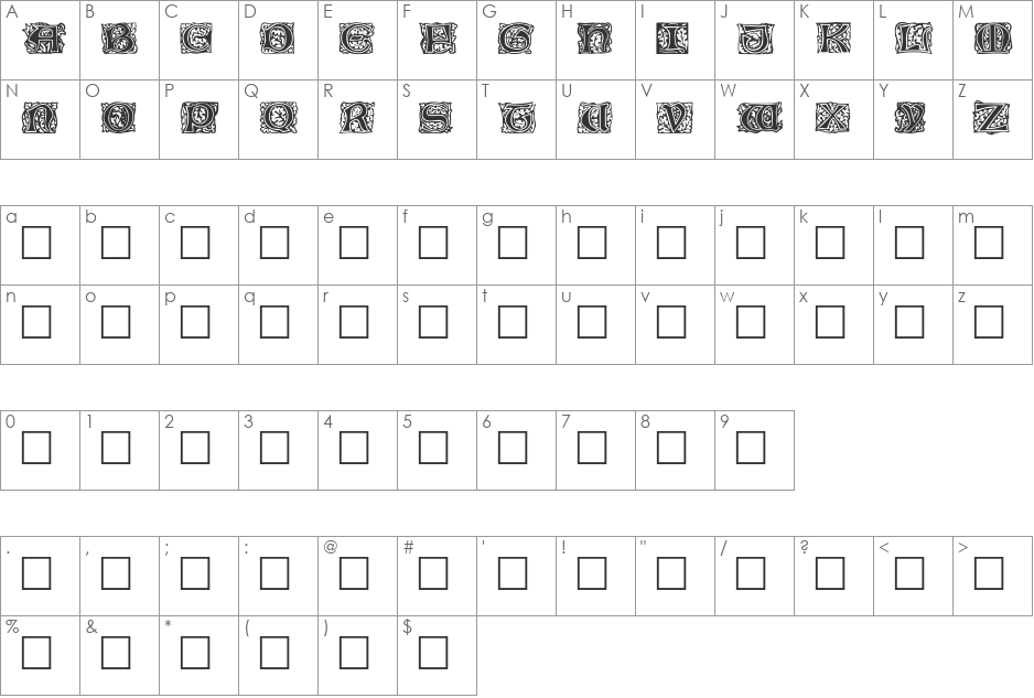 Jeff font character map preview