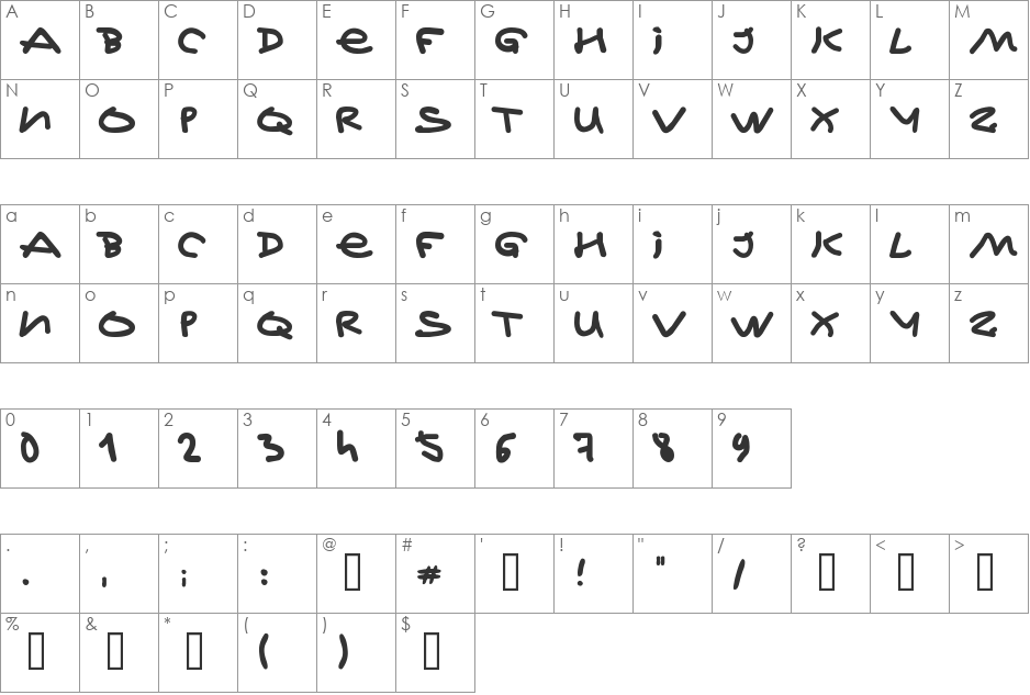 Jeff Kovalsky font character map preview