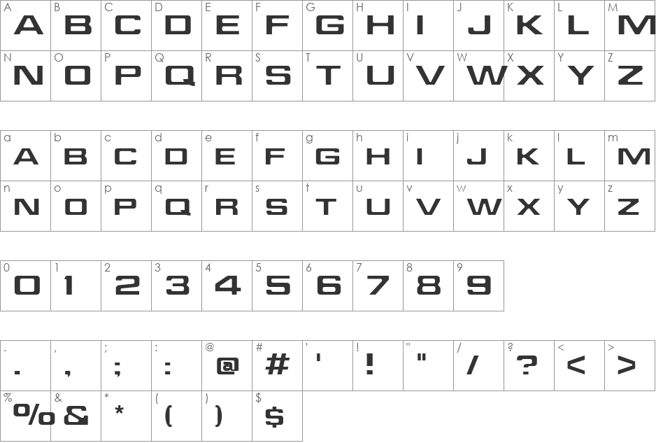 Jefferies font character map preview