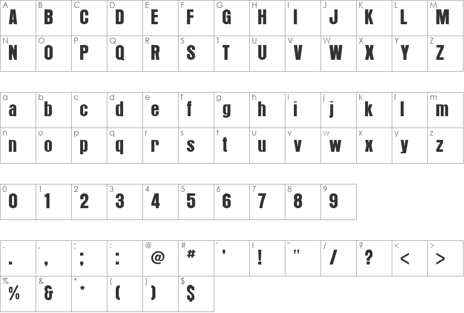 Arroyo font character map preview