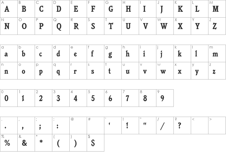 JensonOldStyleEF font character map preview