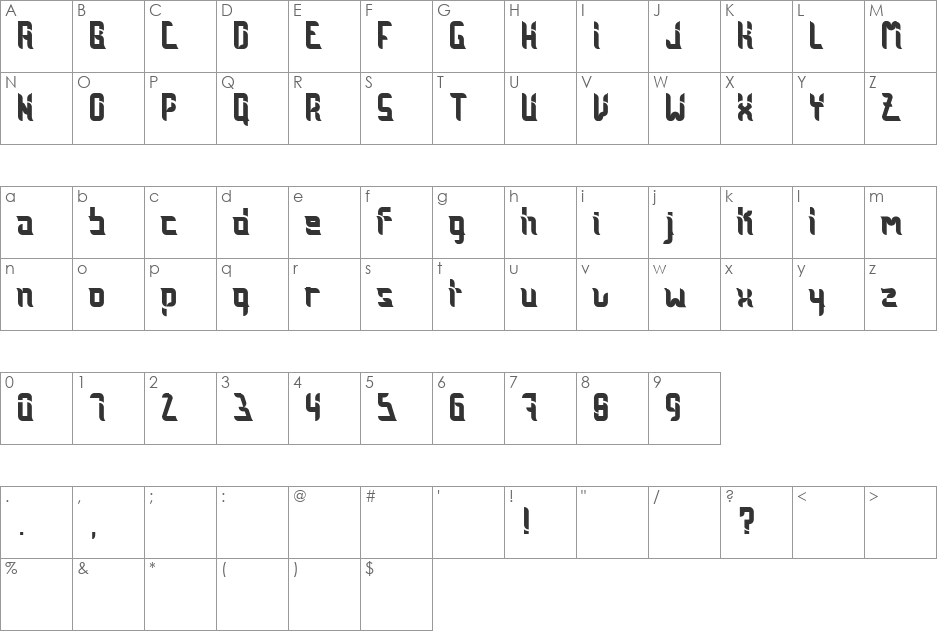 jent font character map preview