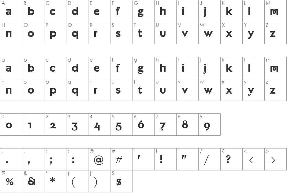 ARS Novelty font character map preview