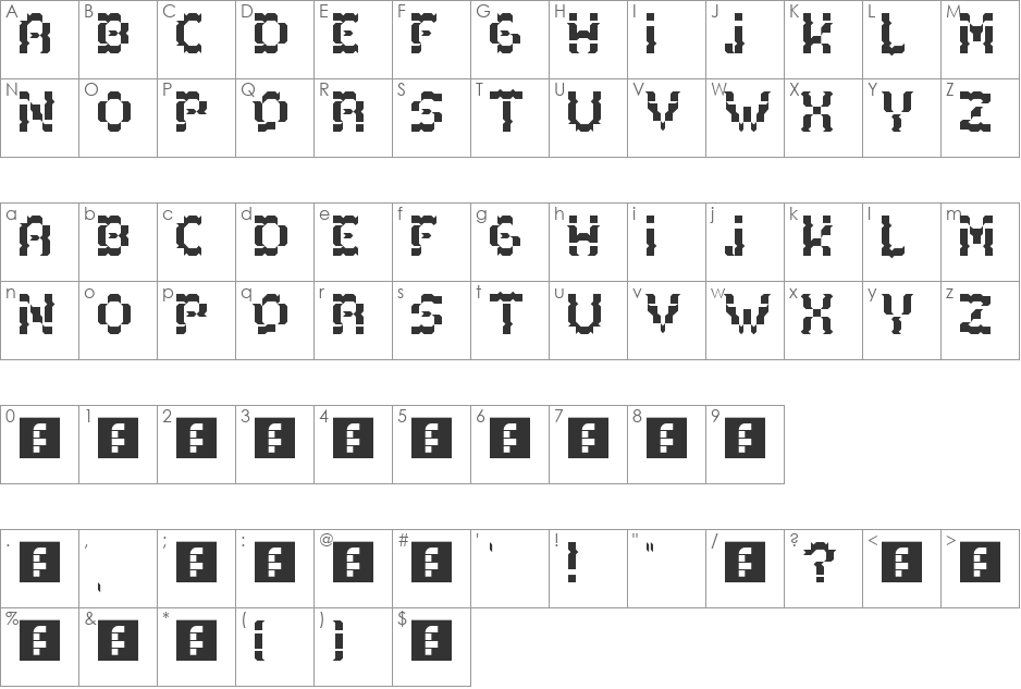 acacia font character map preview