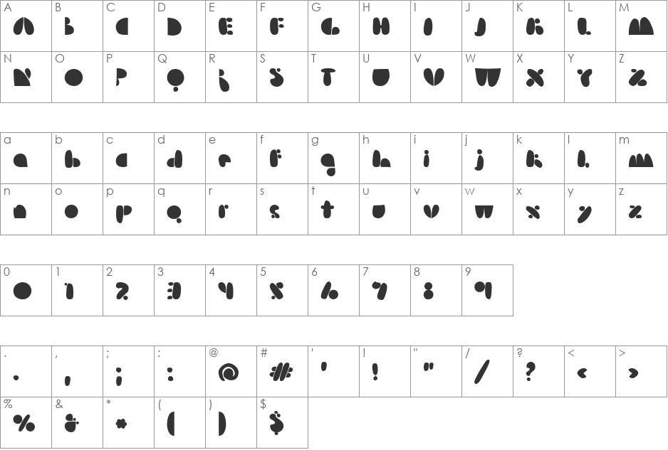 Arsenale Blue font character map preview