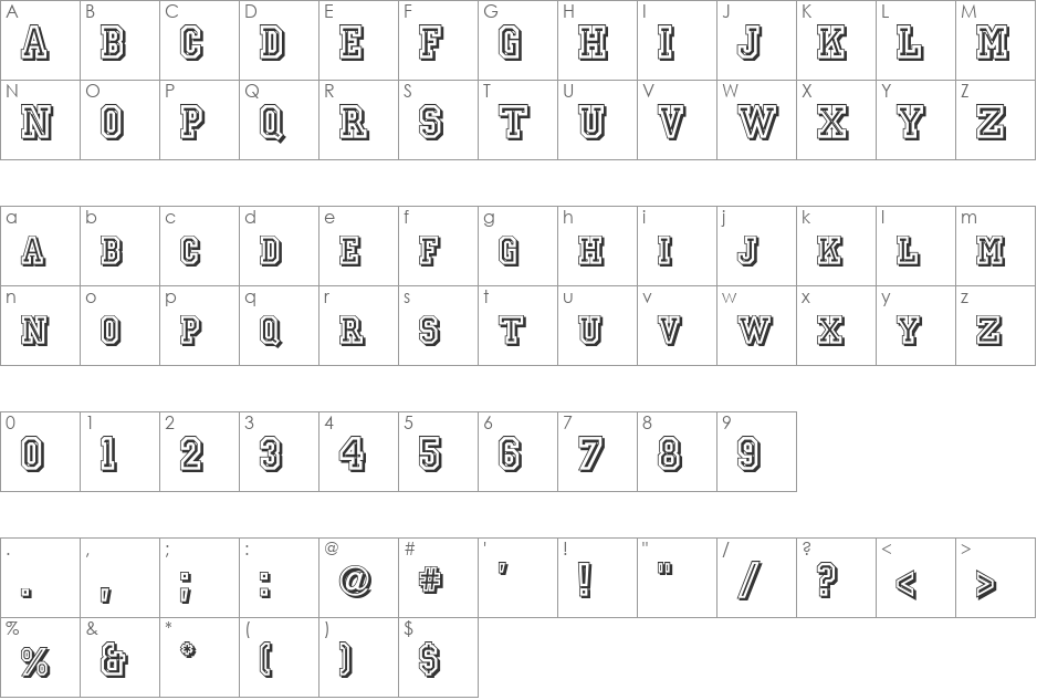JerseyLetters font character map preview