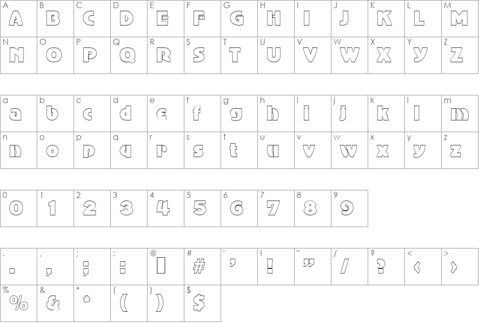 JessyBeckerOutline font character map preview