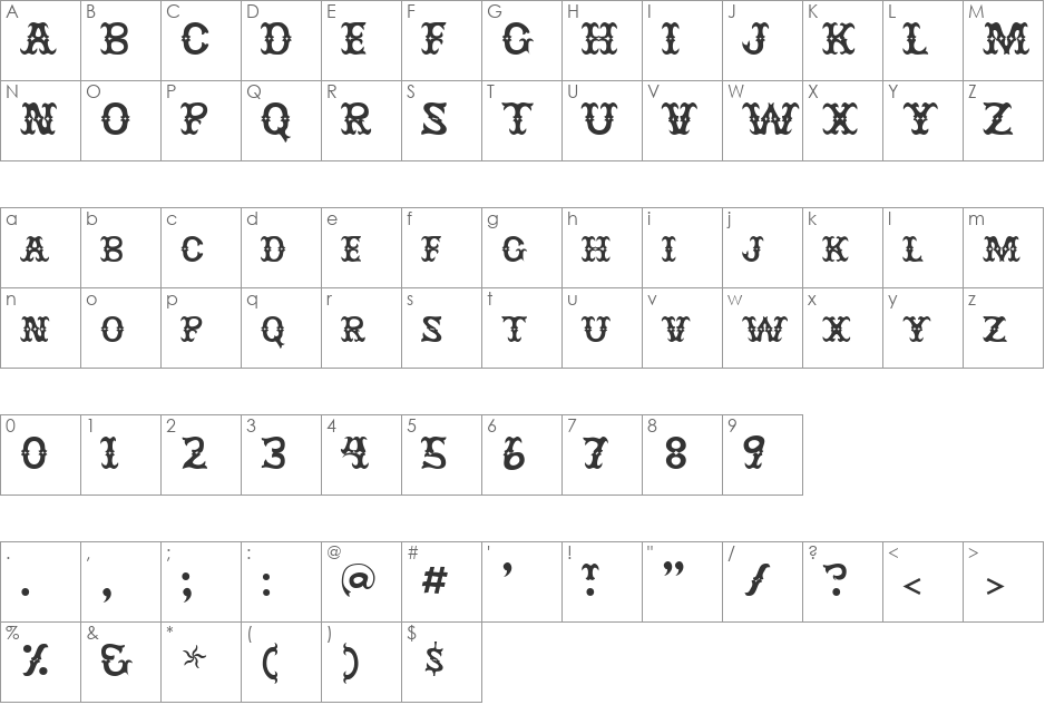 JesterTwo font character map preview