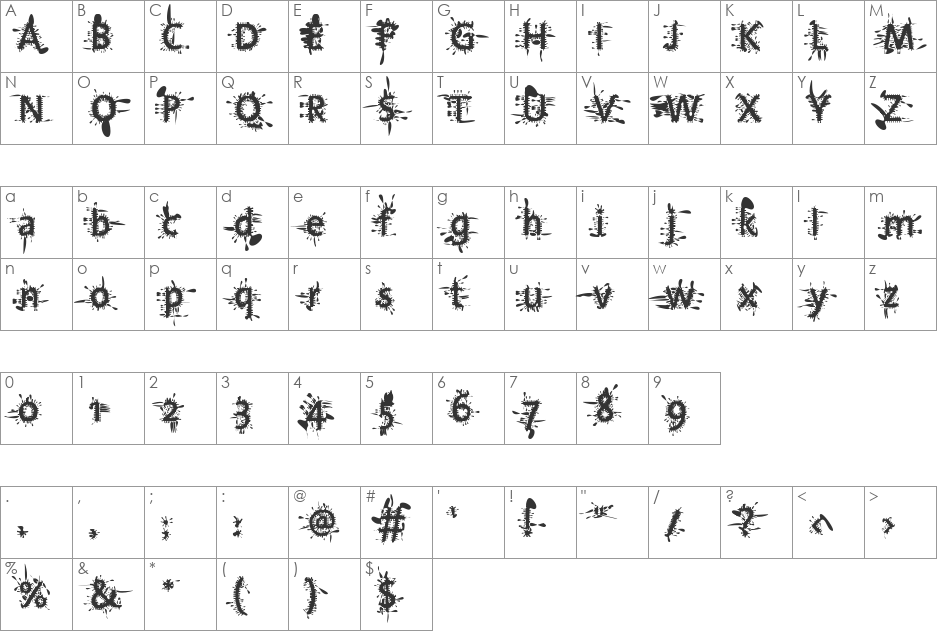 JesusSister font character map preview