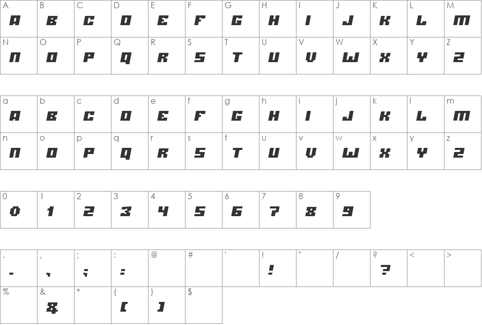 jet age font character map preview