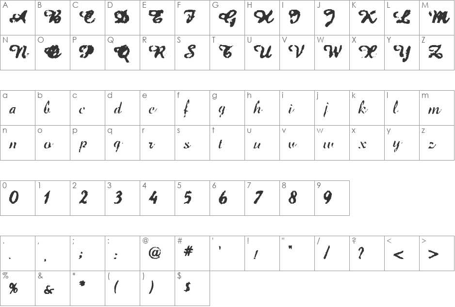 Jet Plane font character map preview