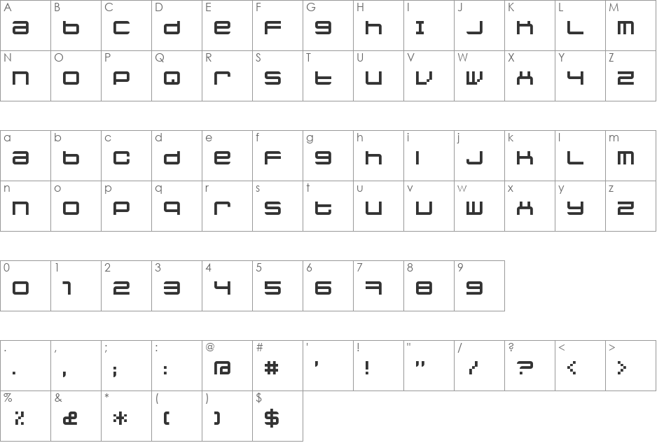 jethose  PIXEL font character map preview