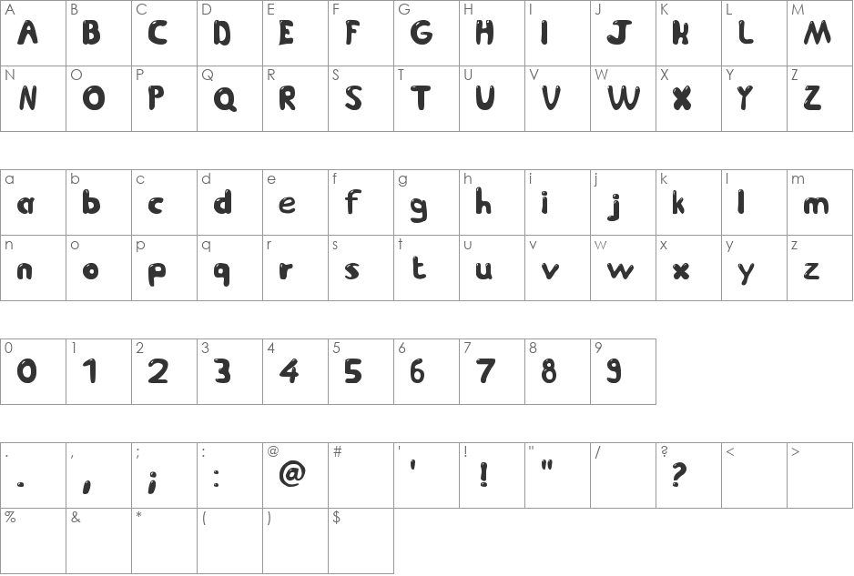 Jetmix font character map preview