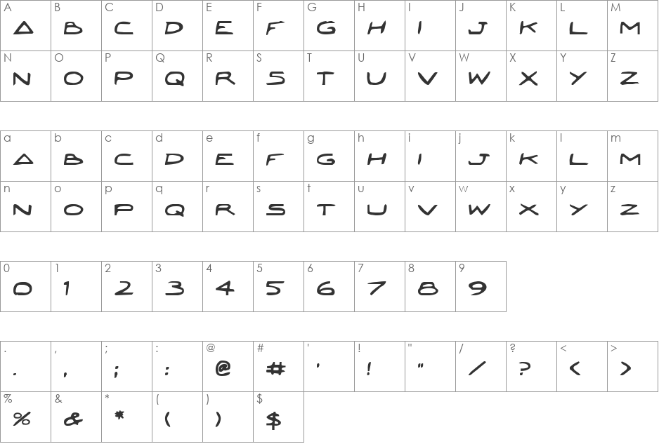 Jetta Bold font character map preview