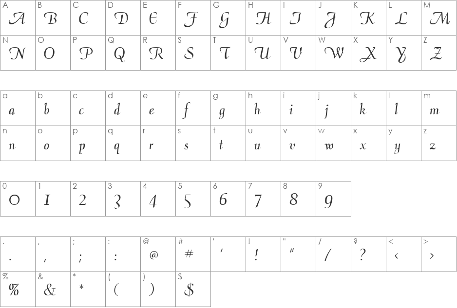 Jeunesse font character map preview