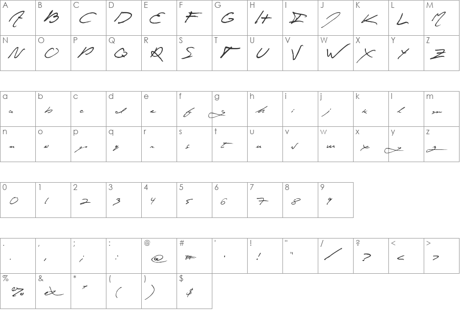 jey font character map preview