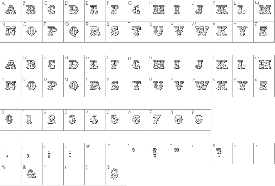 JFRingmaster font character map preview