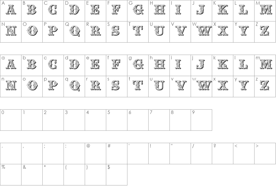 JFSpringFair font character map preview