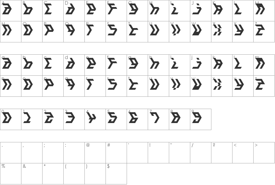 JI Amalgam Regular font character map preview