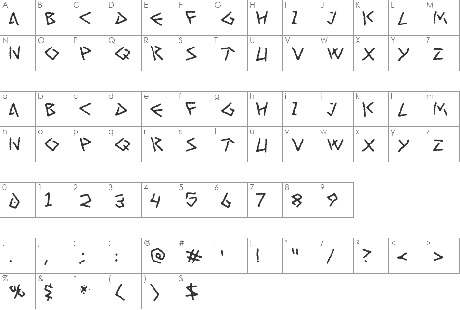 Art Greco font character map preview