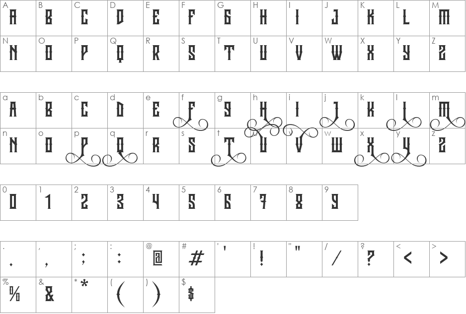 Jibriel Small Caps font character map preview
