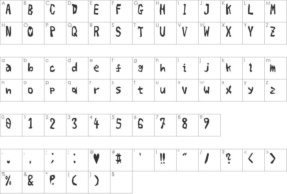 JIGOCK-COASTER font character map preview