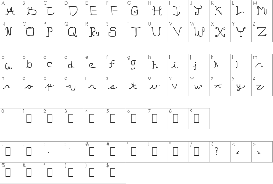 Jingle Hamsters font character map preview