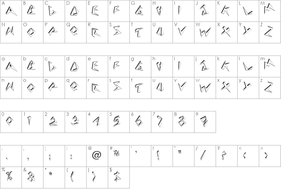 Jive Modern font character map preview