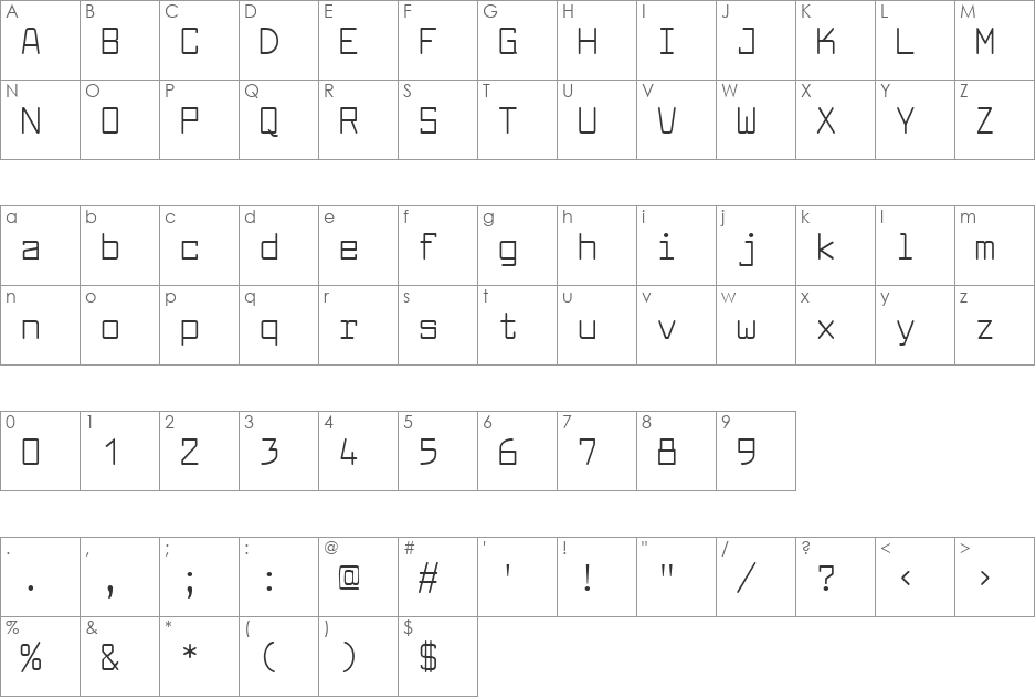Jizzy Dark font character map preview