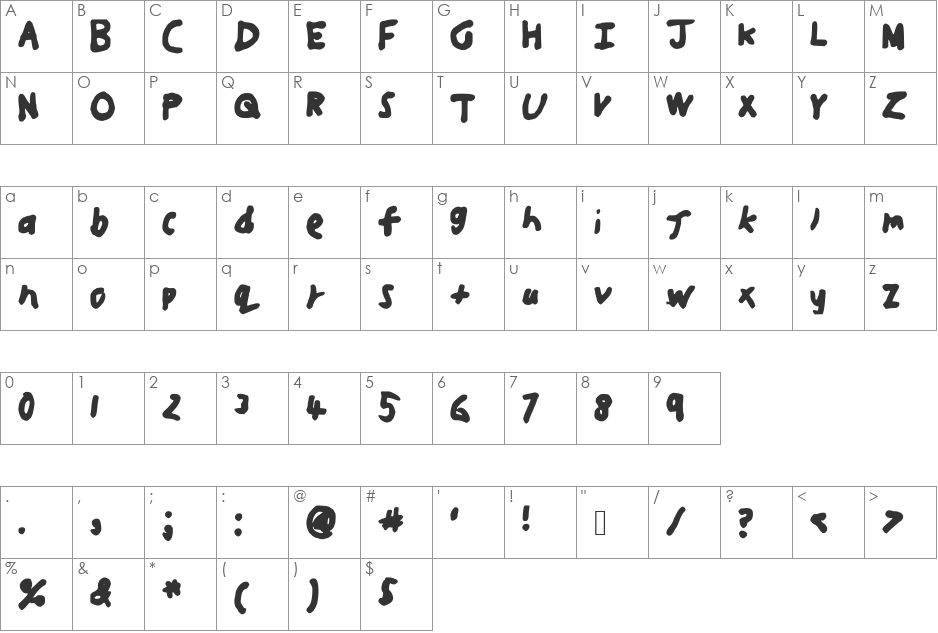 JJWEB font character map preview