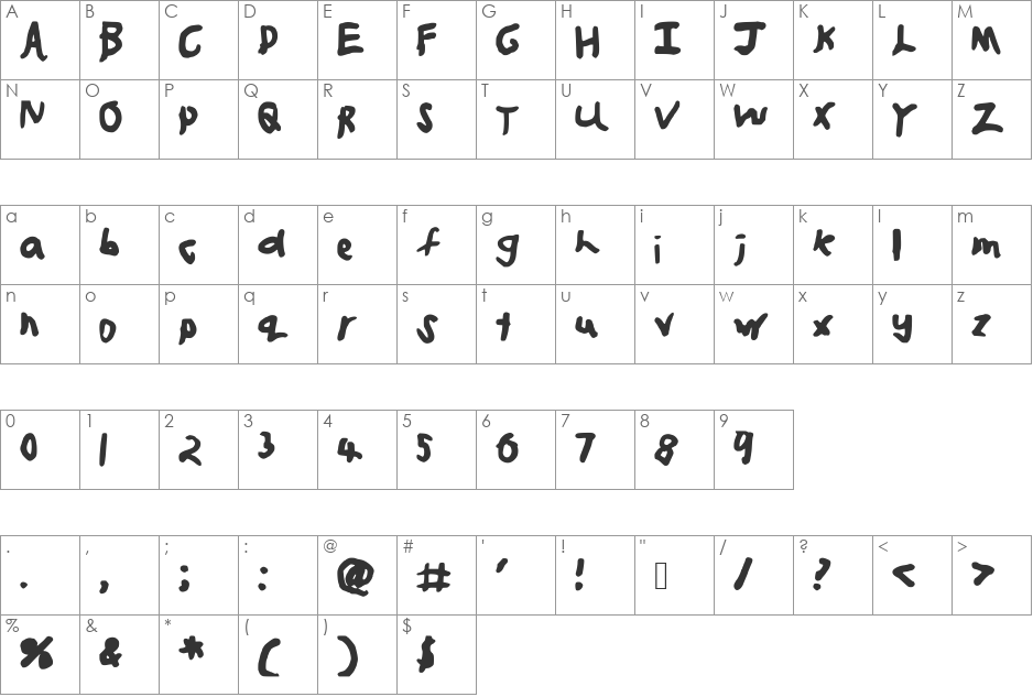 JJWEB2 font character map preview