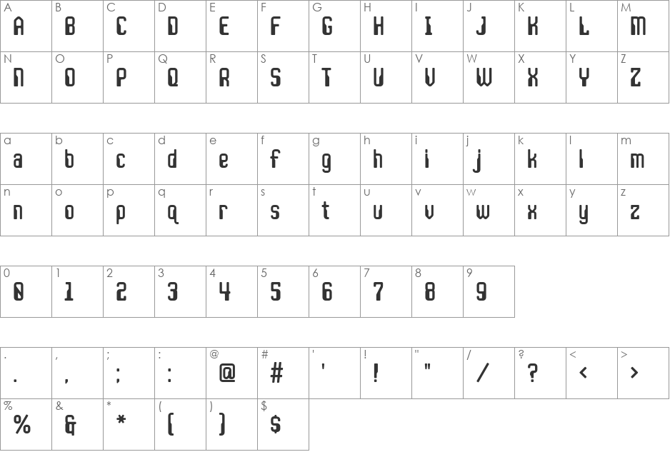 JLS Space GothicC font character map preview