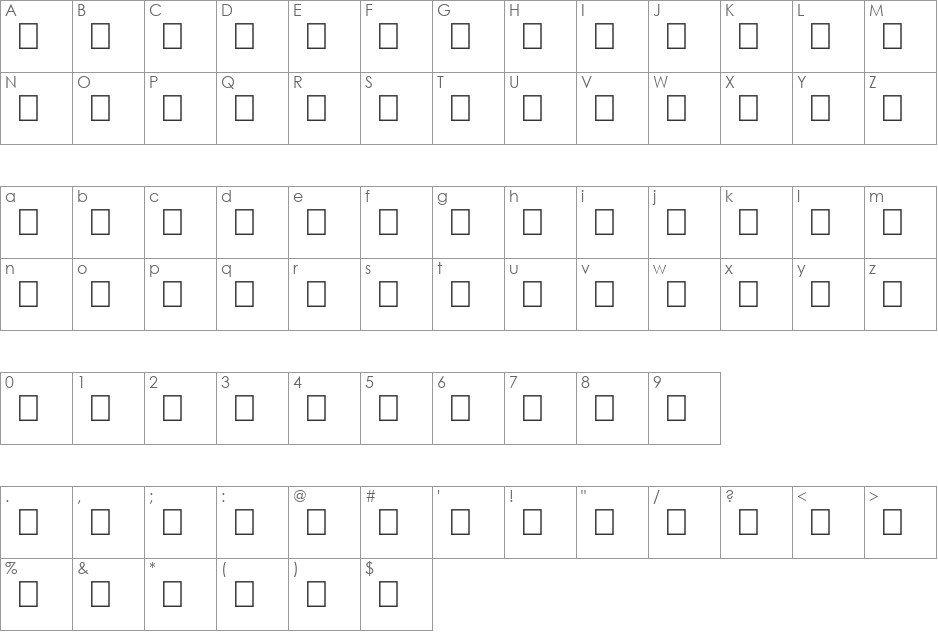 JMB font character map preview