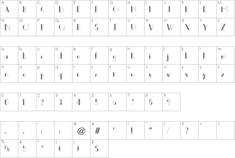 Joanna Solotype CG font character map preview