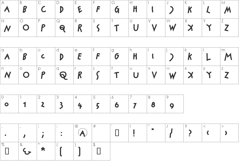 Jockey font character map preview