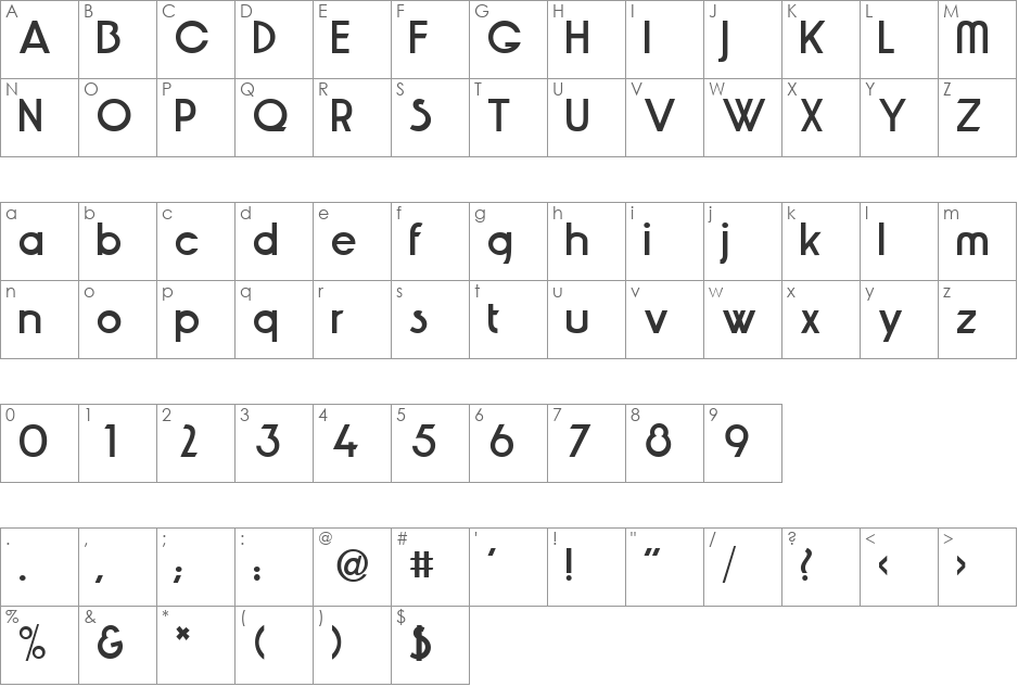 JoeLouis font character map preview