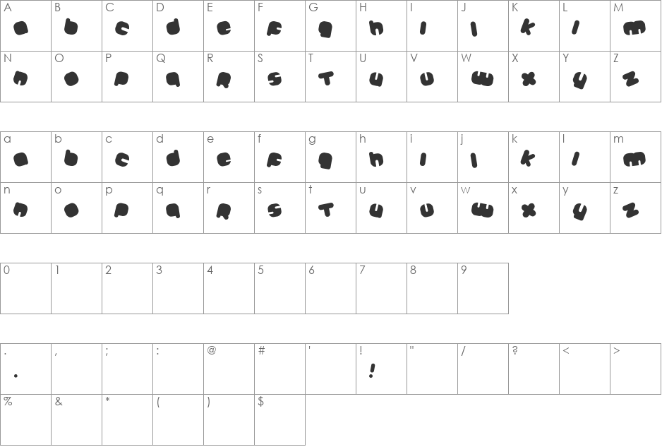 Johanneke Black Mixed font character map preview