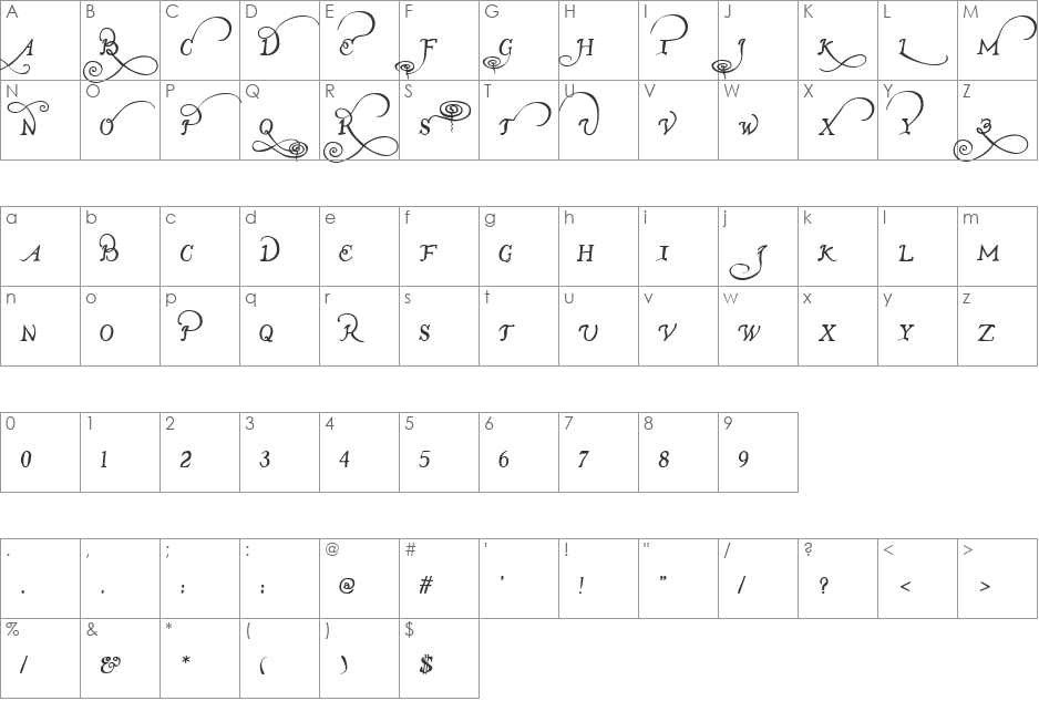 John Speed font character map preview