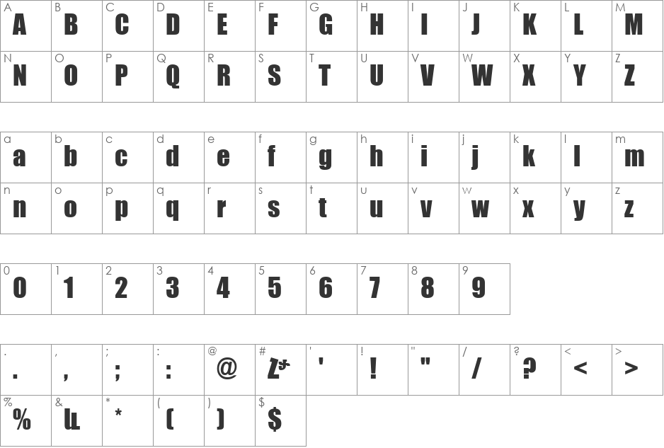ArTarumianBakhum font character map preview