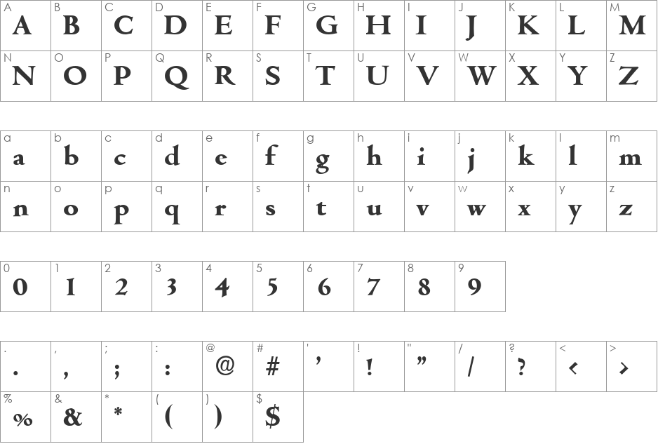 JohnBecker-ExtraBold font character map preview