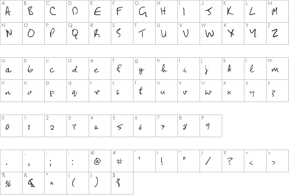 JohnLennon font character map preview