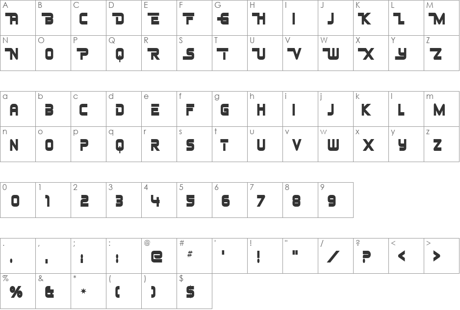 Johnny Fever font character map preview